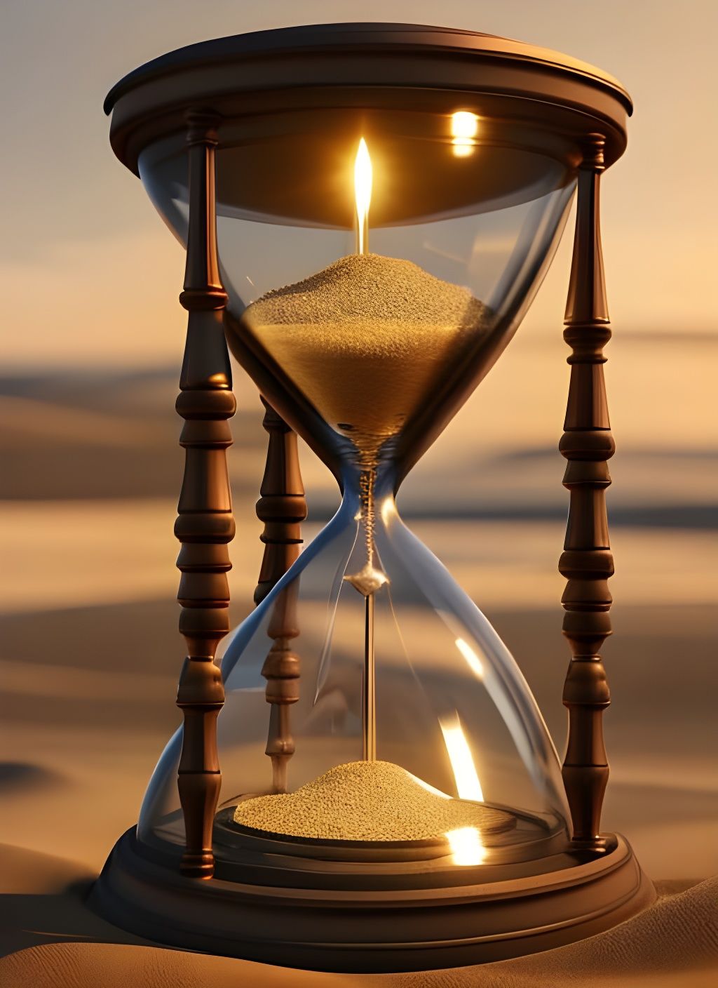 Epic Hourglass Scene Illuminated by Golden Light