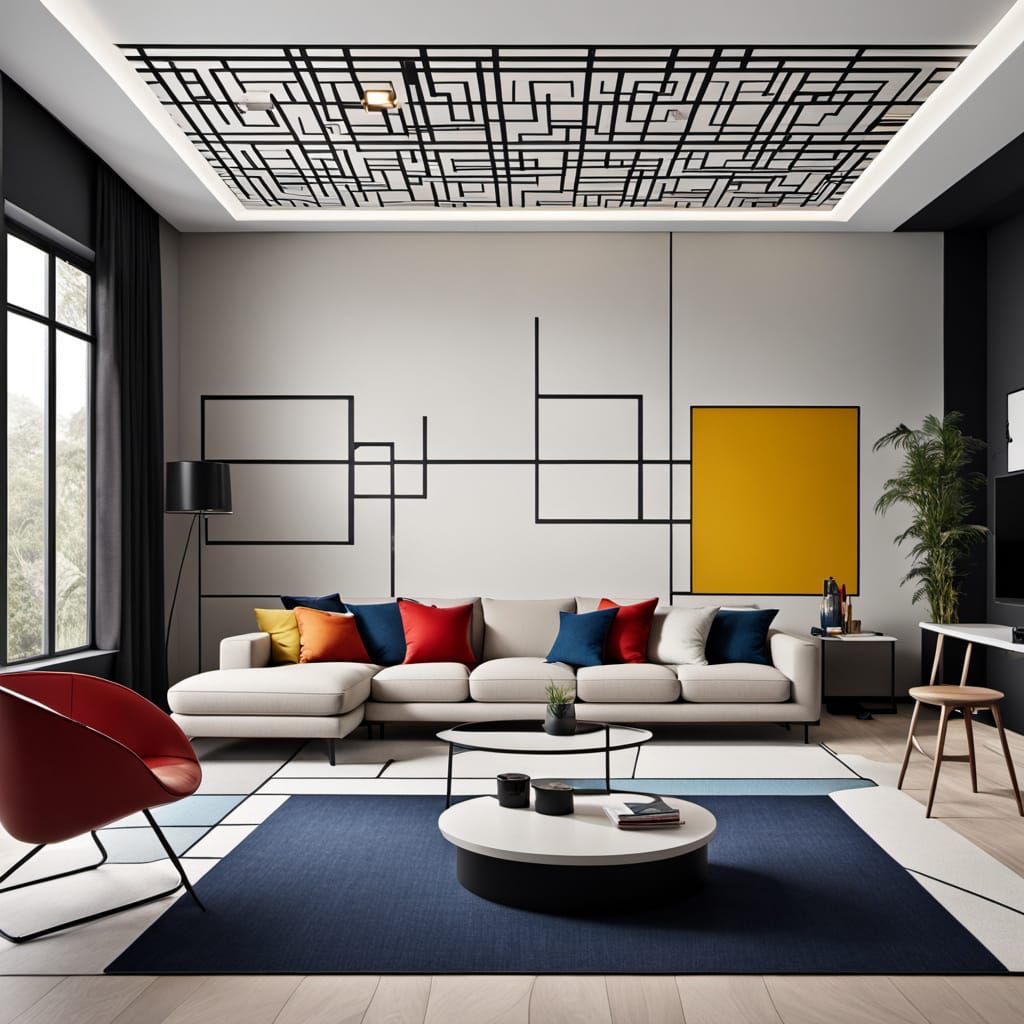 Sleek Modern Living Room with Bauhaus Inspiration
