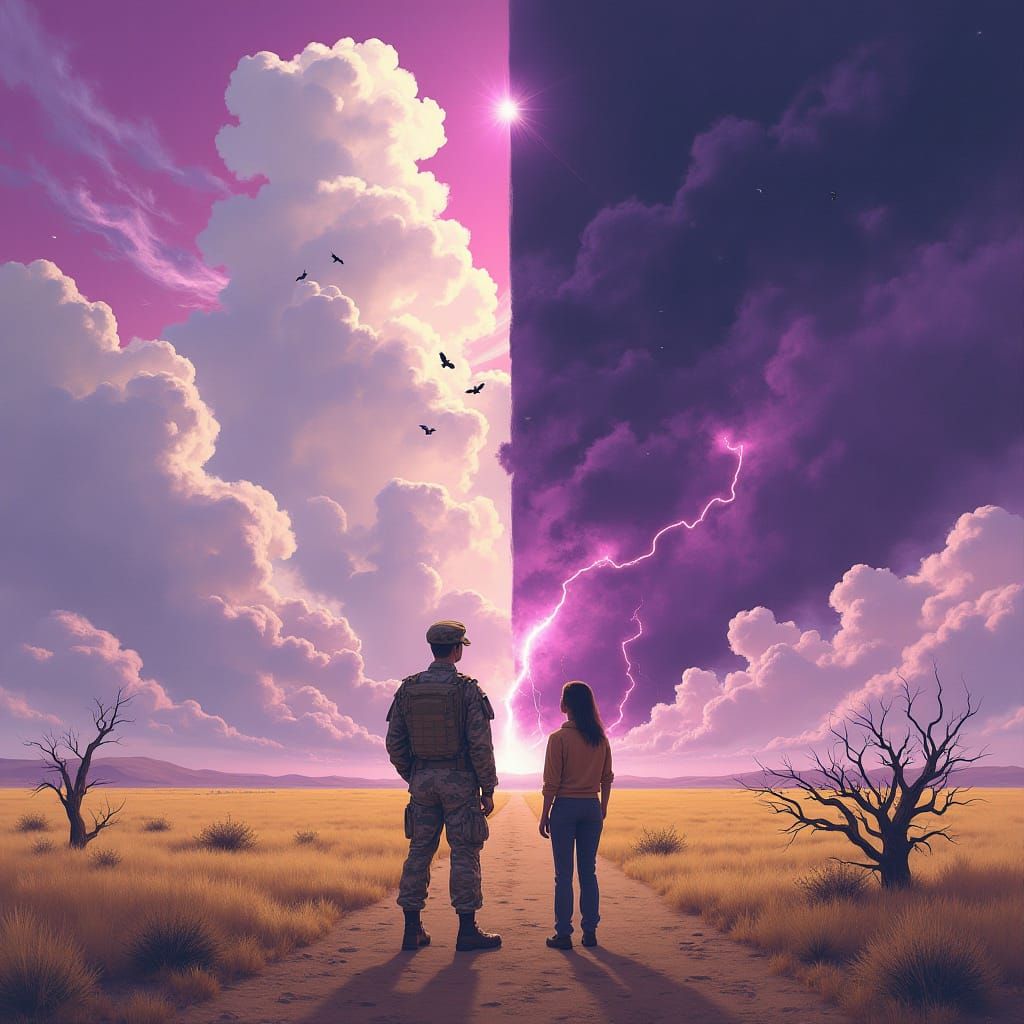 Contrasting Skies: Hope and Despair in Digital Art