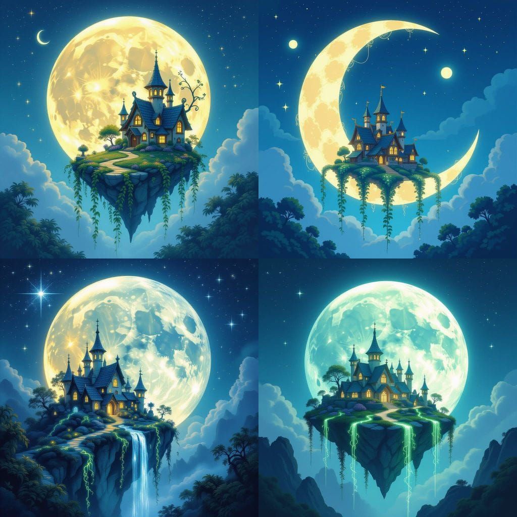 Crystal Moon Village with Magical Vines