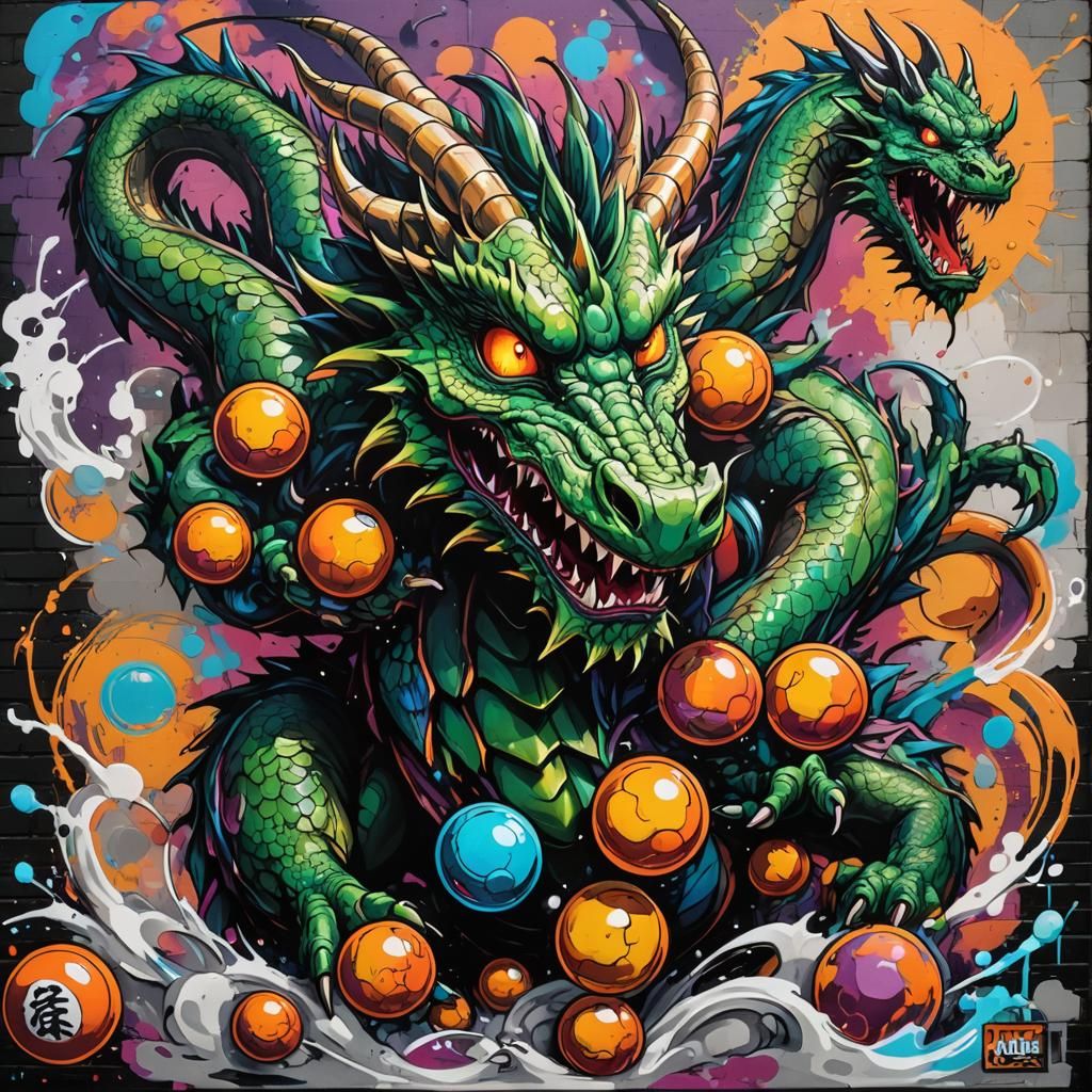 Dragon in Vibrant Street Art Style, Inspired by Nabis and To...