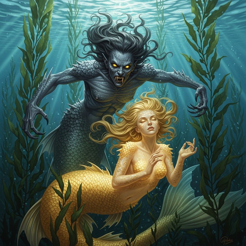 Contrasting Mermaids in Realistic Underwater Scene