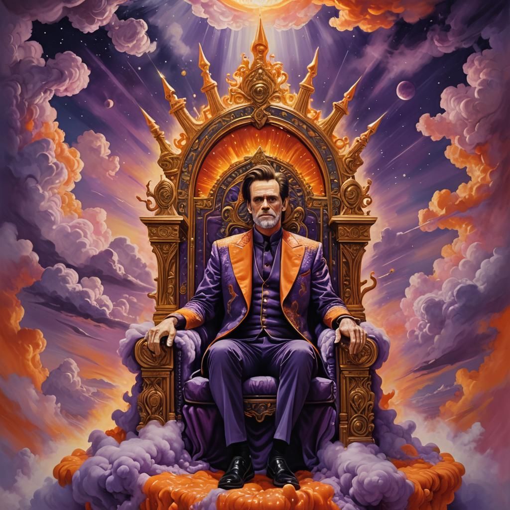 Hyper-Realistic Surrealist Masterpiece of Jim Carrey on a Me...