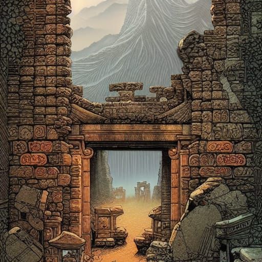 Ancient Ruins in a Comic Book Aesthetic