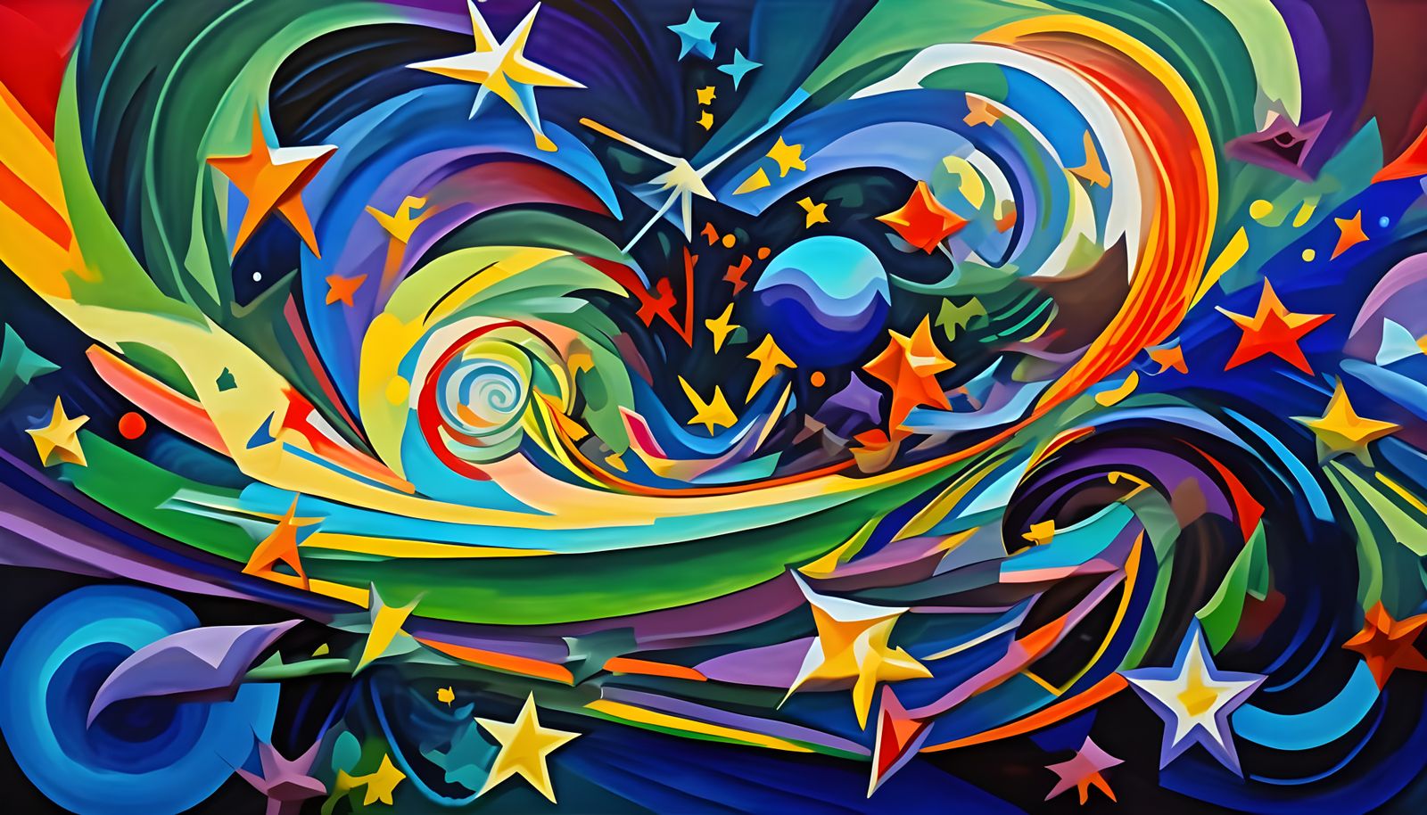 Cosmic Hurricane Maelstroms in Impasto Oil Paint