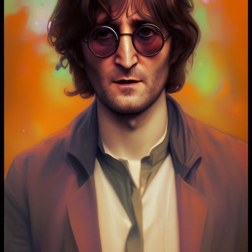 John Lennon Portrait in Art Nouveau Style