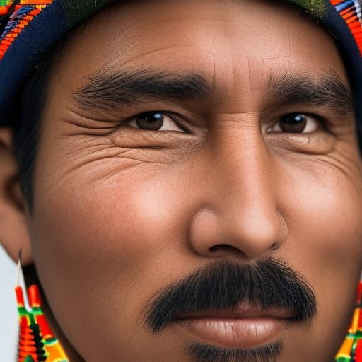 Portrait of a Happy Indigenous Man in Studio Setting