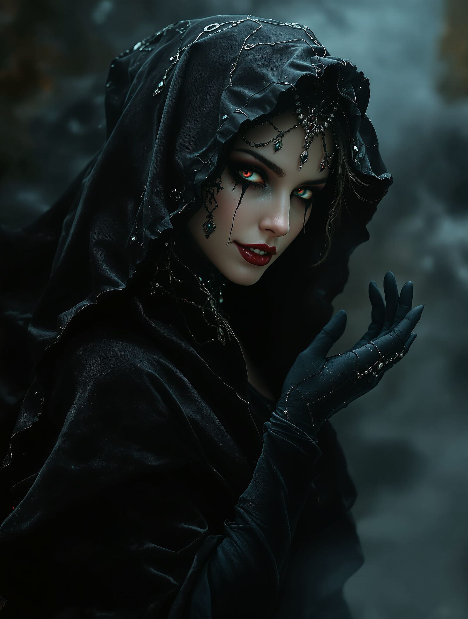 Mysterious Woman Beckons from the Mist