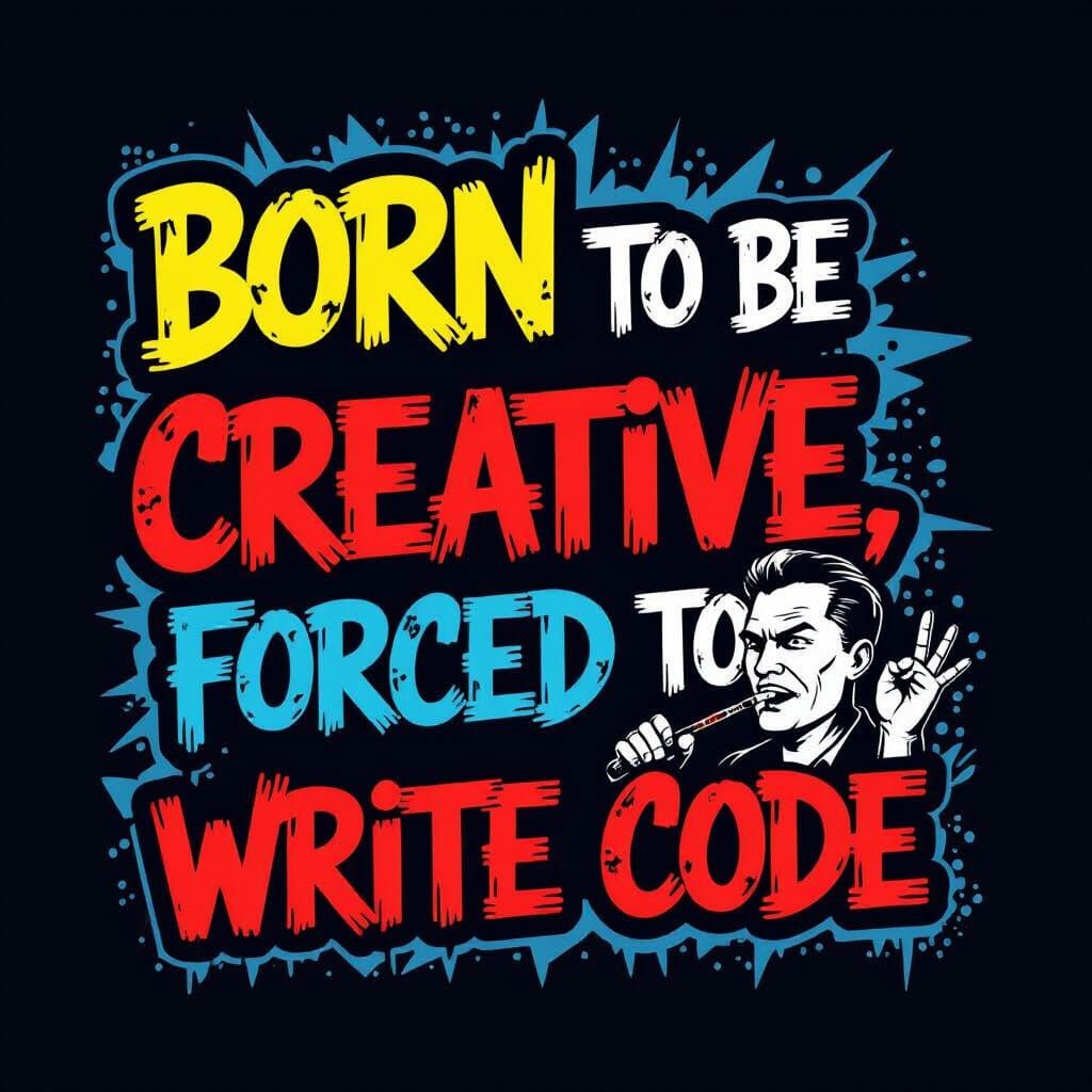 Graffiti Style T-Shirt Design: Born to Create, Forced to Cod...