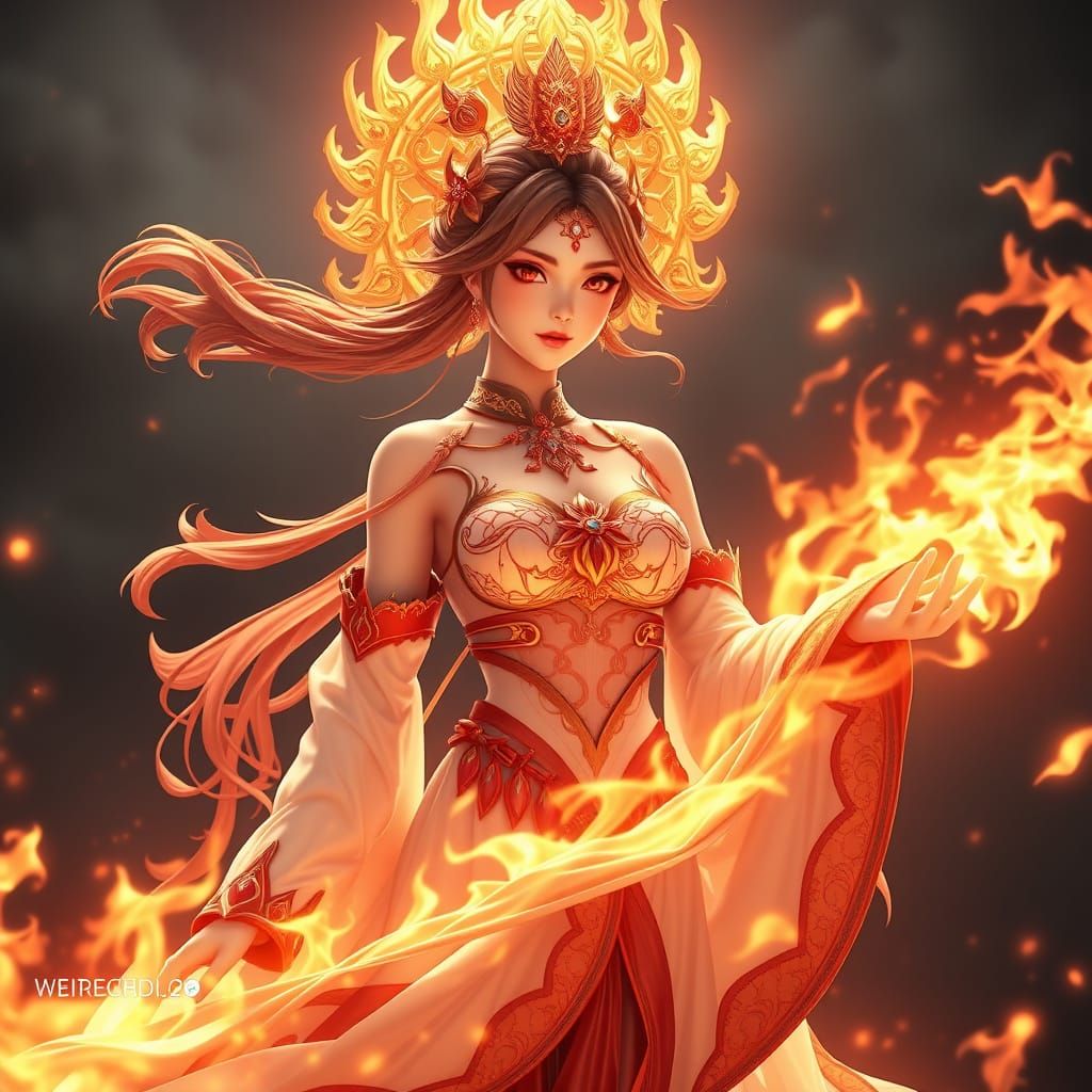 Fire Princess in Vibrant 3D Anime Style