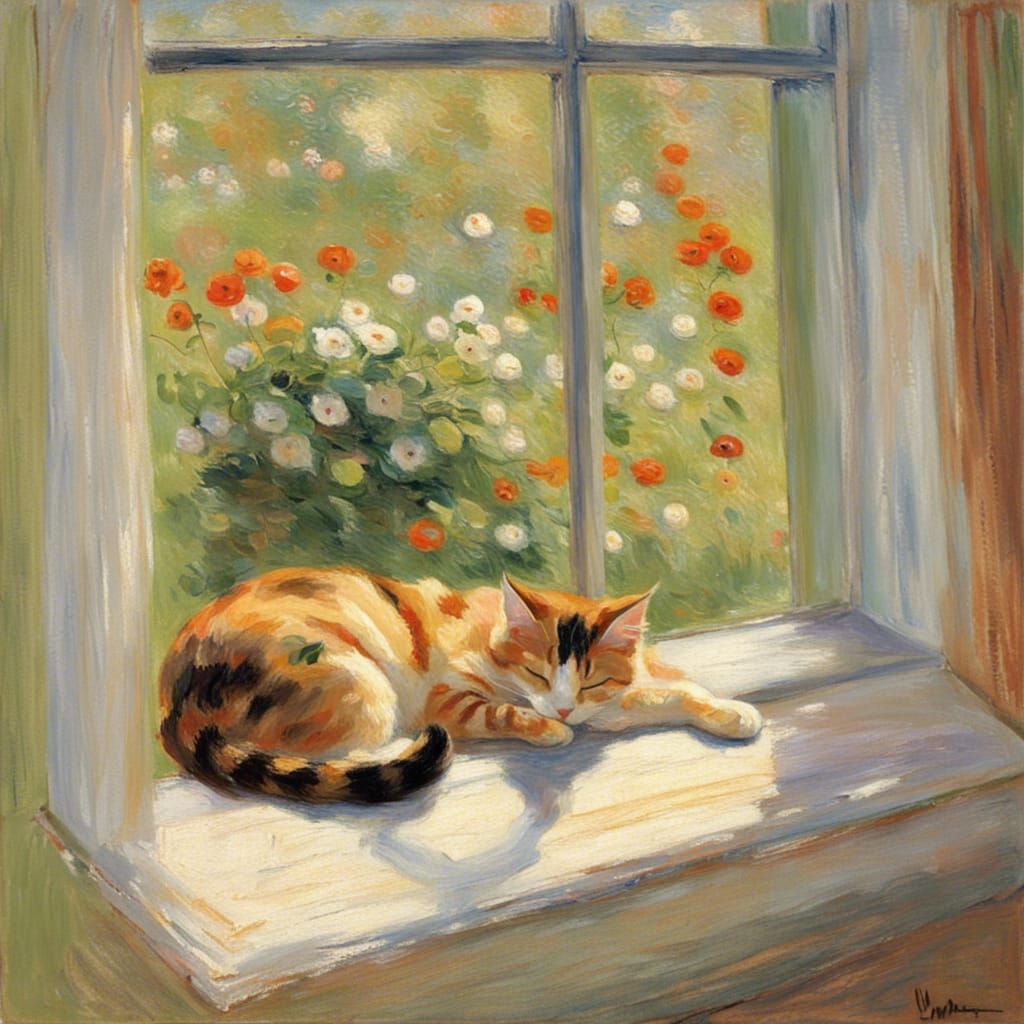 Cat Enjoys Serene Afternoon Repose Near Window