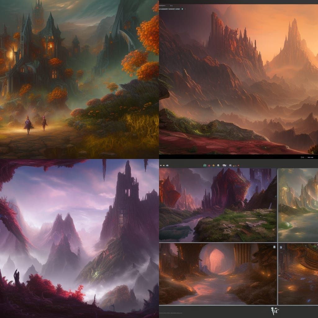 Vibrant Fantasy Art Palette in Intricate Detail