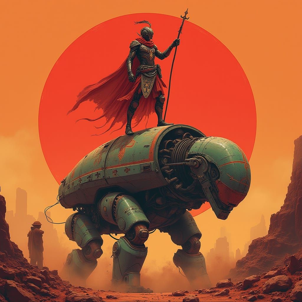 Futuristic Ethiopian Warrior Triumphs Over Mega-Robot in Cyb...