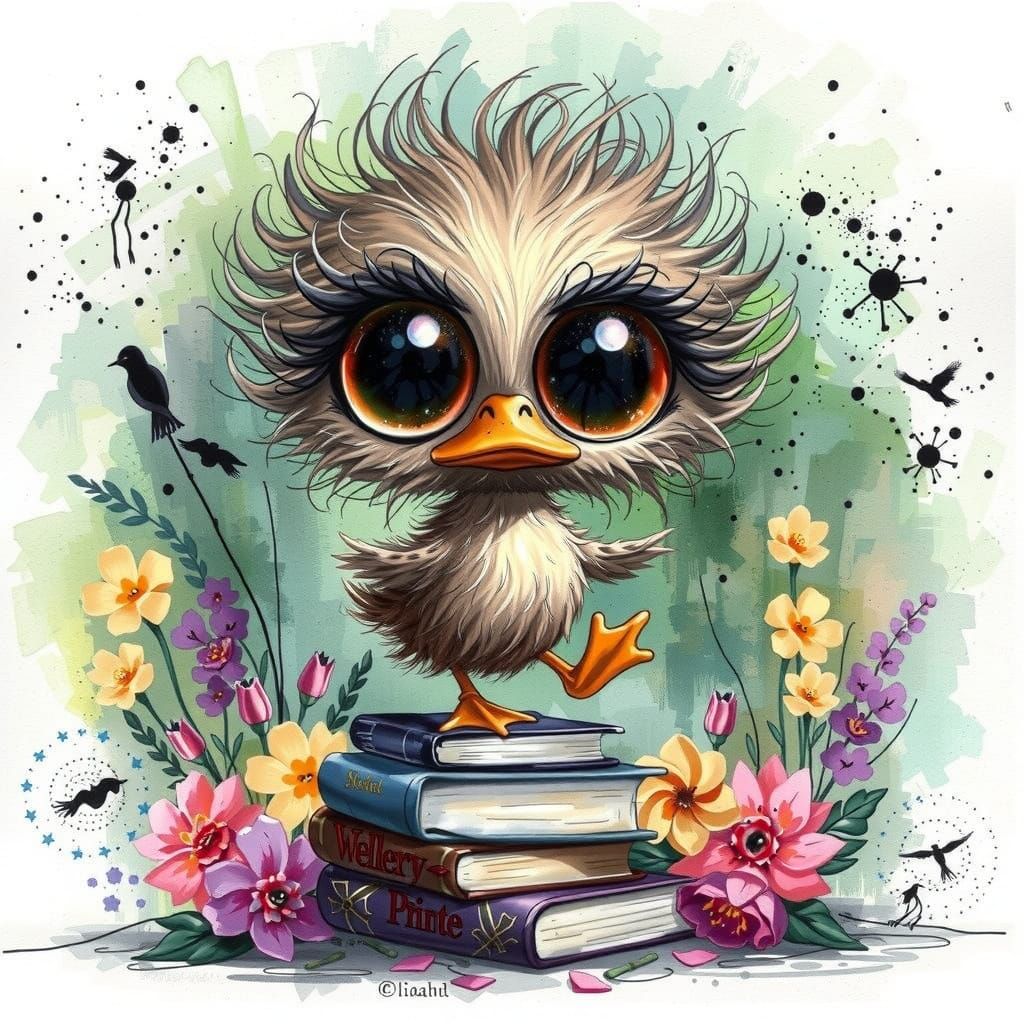 Dancing Duck on Books: Whimsical AI Art