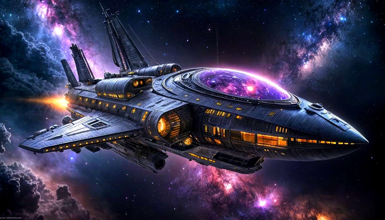 Gothic Spaceship Adorned with Stars