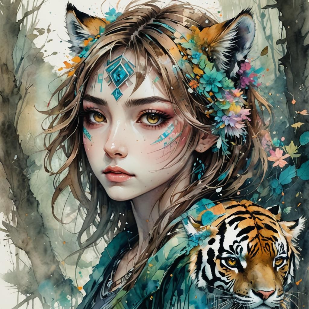 Woman portrait,Watercolor