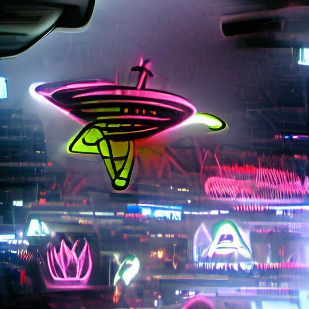 Glowing Neon Hues on an Alien Mothership