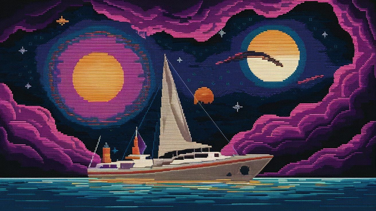 Mystical Abstract Needlepoint in Dark Purple