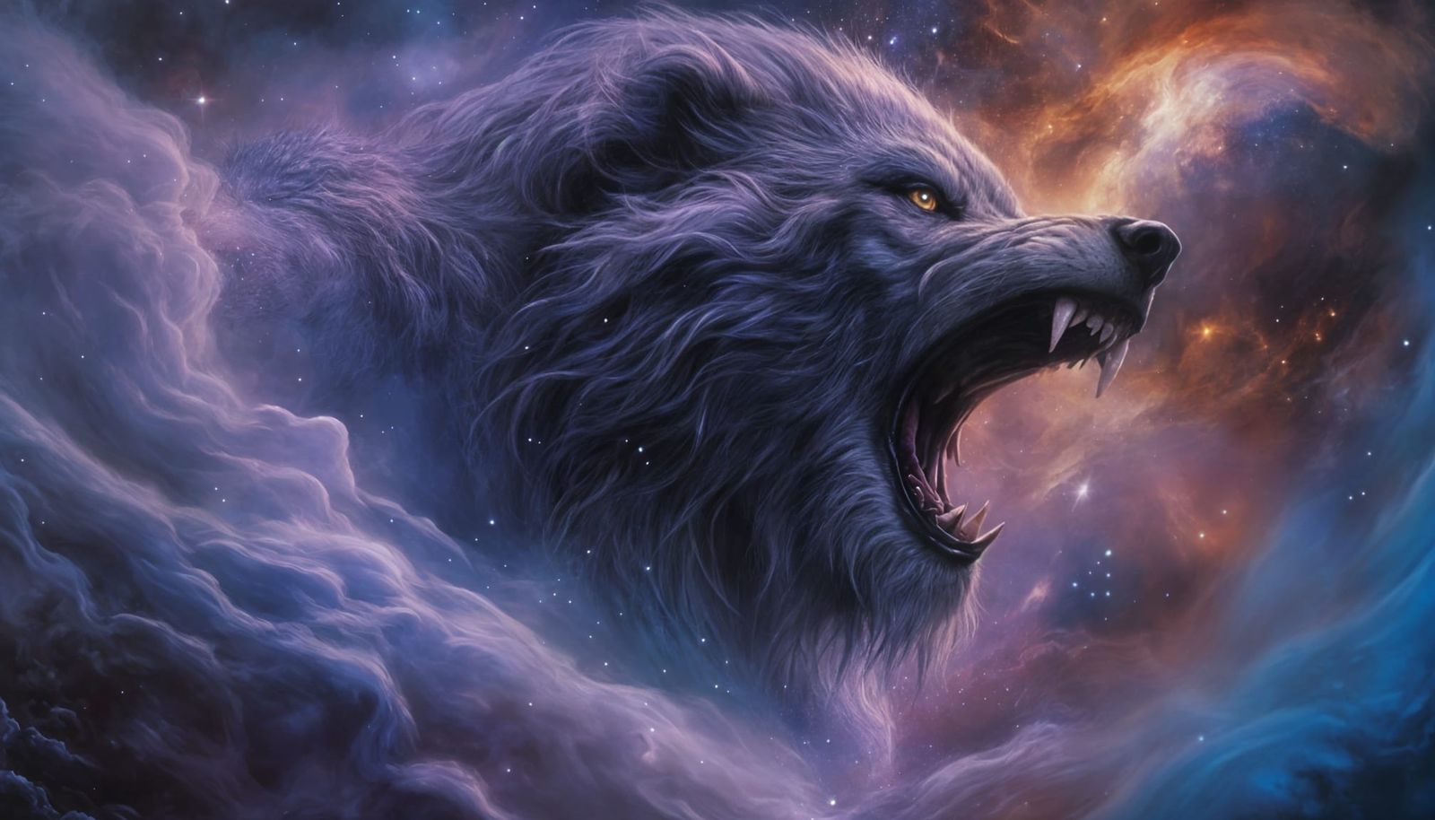 Cosmic Werewolf Airbrush Mural