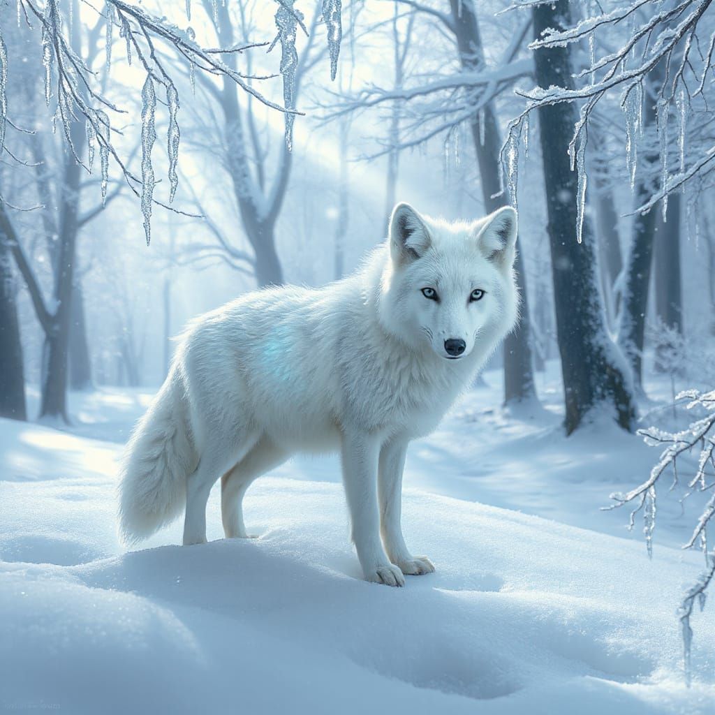 Winter Whimsy: Frost Fox in Snowy Forest