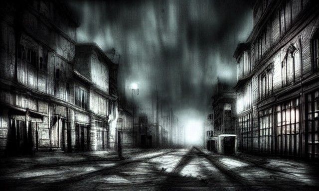 Dark Cityscape in Moody Charcoal Hues