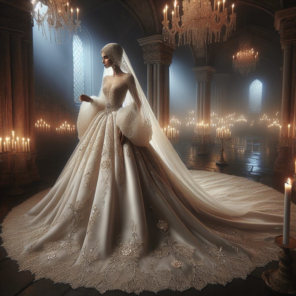 Enchanted Wedding Gown in Ancient Castle Setting