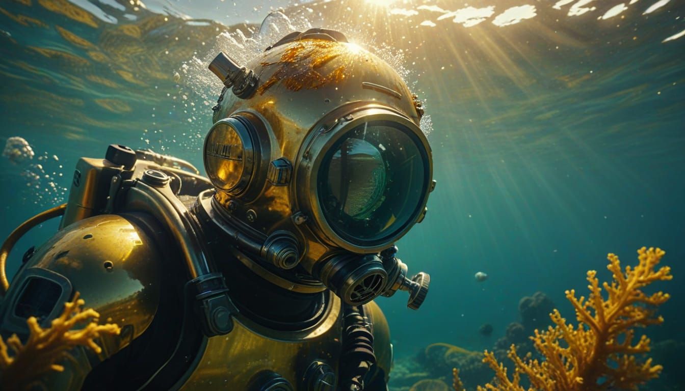 Scuba Diver in Italian Futurism Style