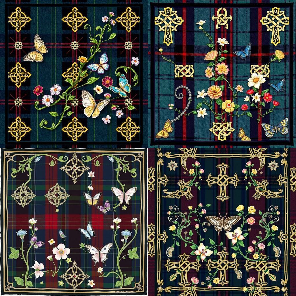 Traditional Celtic Inspired Fabric Tile with Celtic Crosses ...