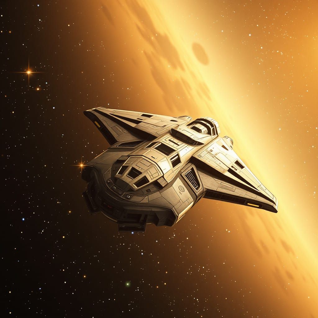 Majestic Futuristic Space Ship in Cosmic Galaxy