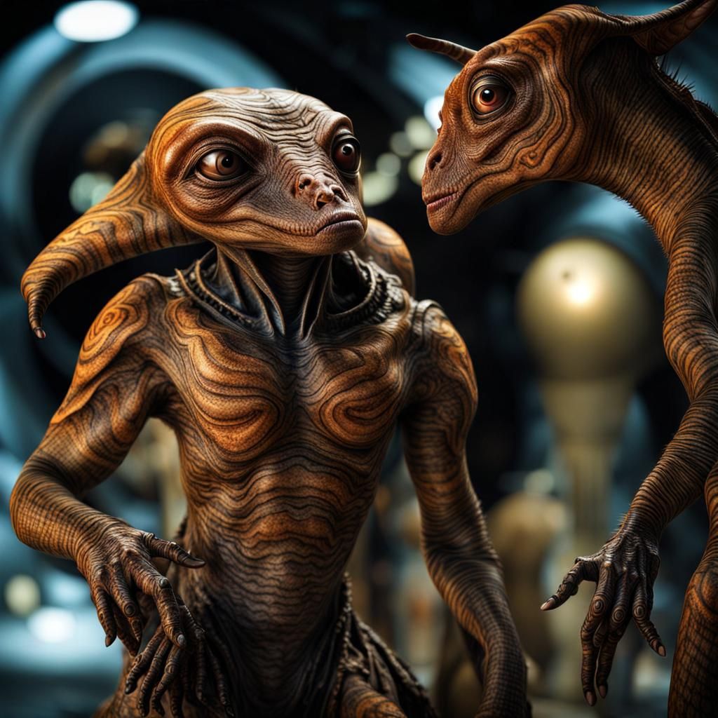 Photorealistic Aliens in Subdued Lighting: Detailed Photogra...
