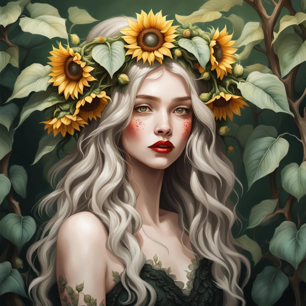 Glowing Goddess in Whimsical Floral Attire