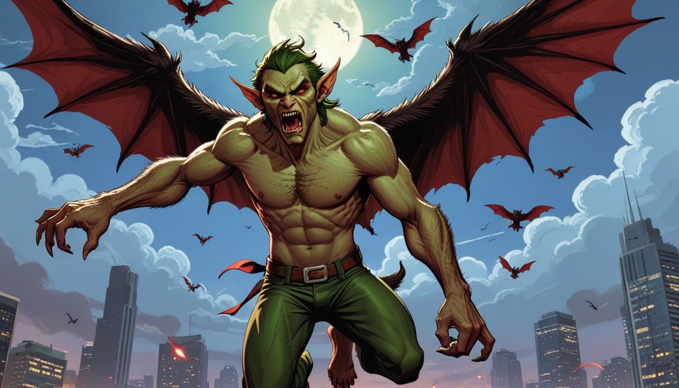 Epic Fantasy Vampire Werewolf in Comic Book Style