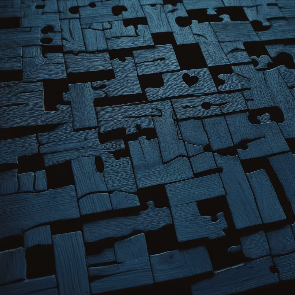 Charred Wood Geometric Puzzle in Cinematic Style
