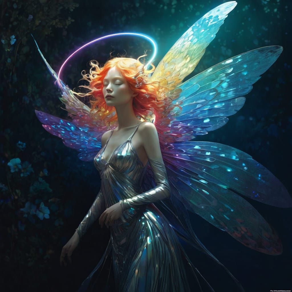 Ethereal Angel Wings in Vibrant Triadic Colors