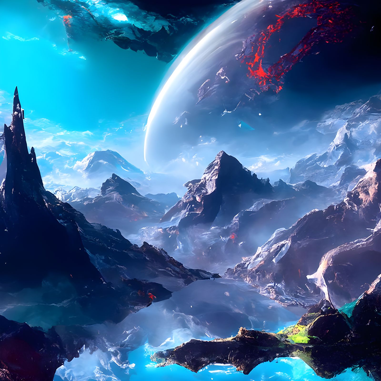 Ethereal Galactic Landscape in Hyperrealism Style