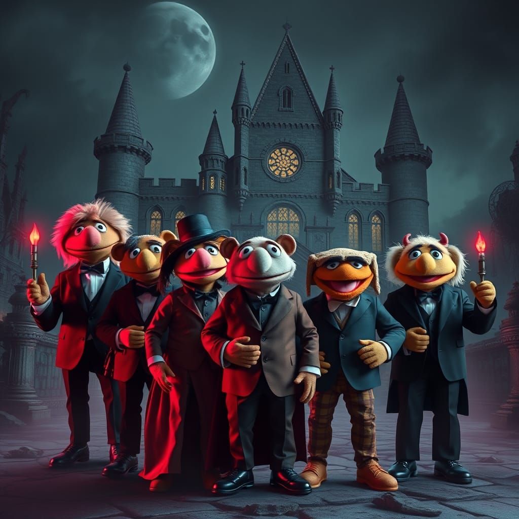 Elegantly Dressed Gothic Muppets Stand Heroically in Cyberpu...