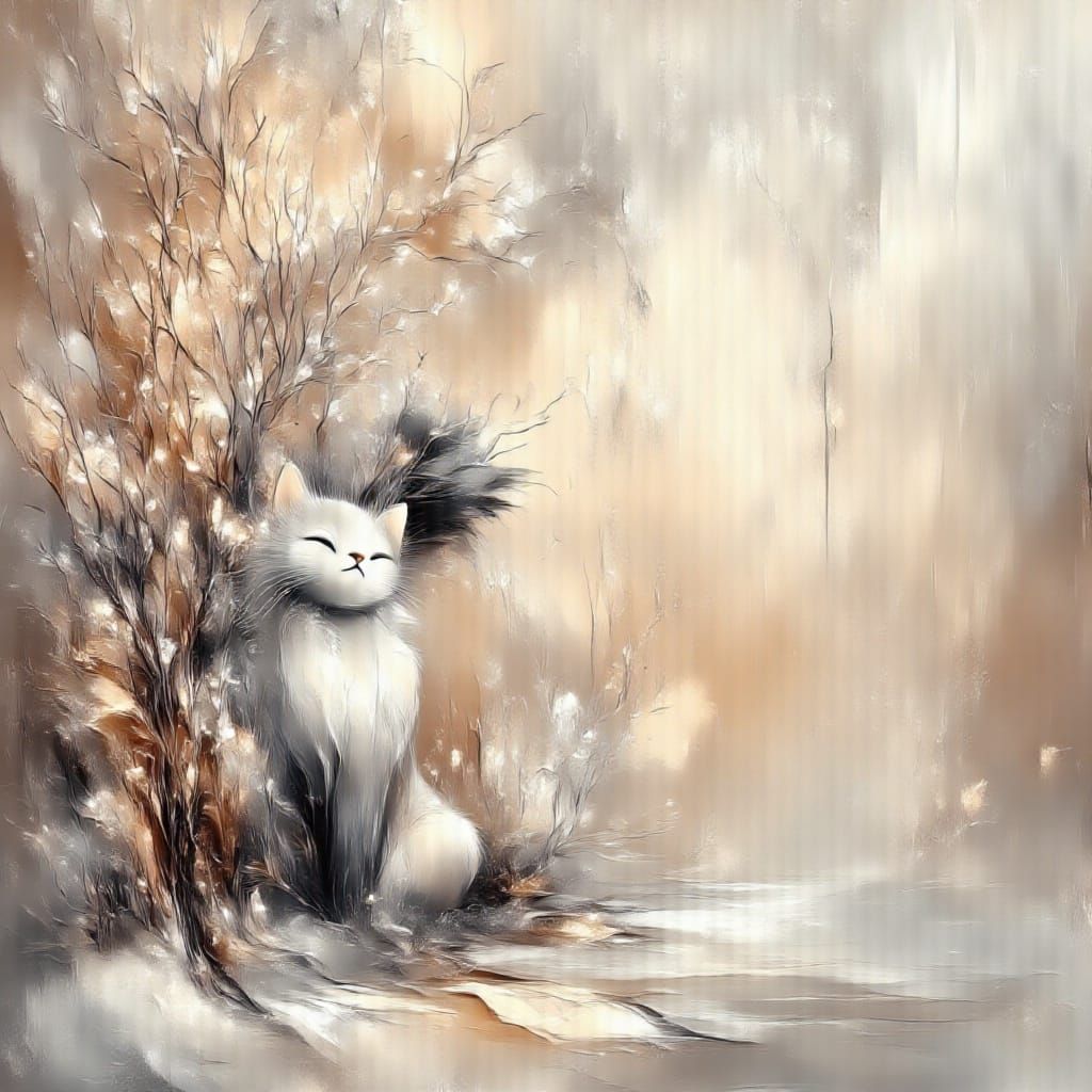 Beautiful Long-Haired Cat Watching Garden Birds