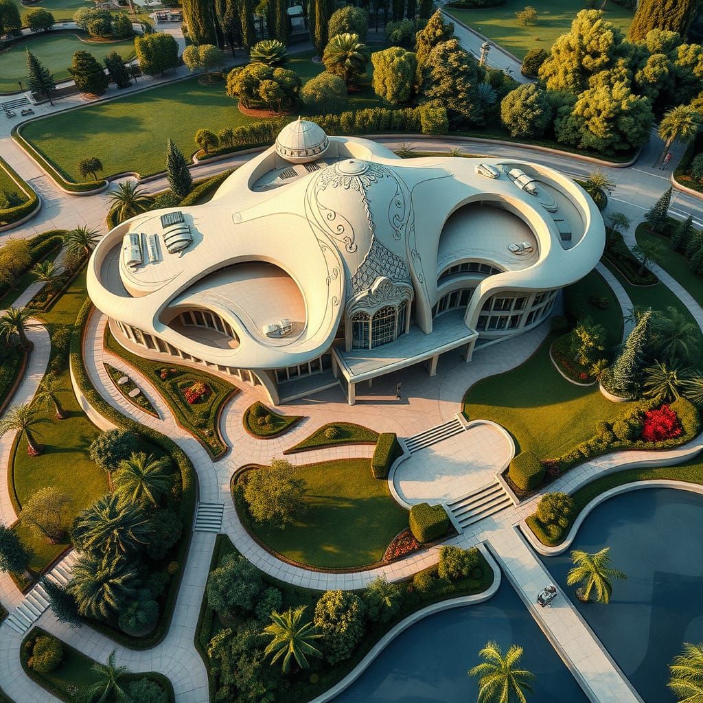 Sinuous Architecture with Sweeping Curves: Aerial View