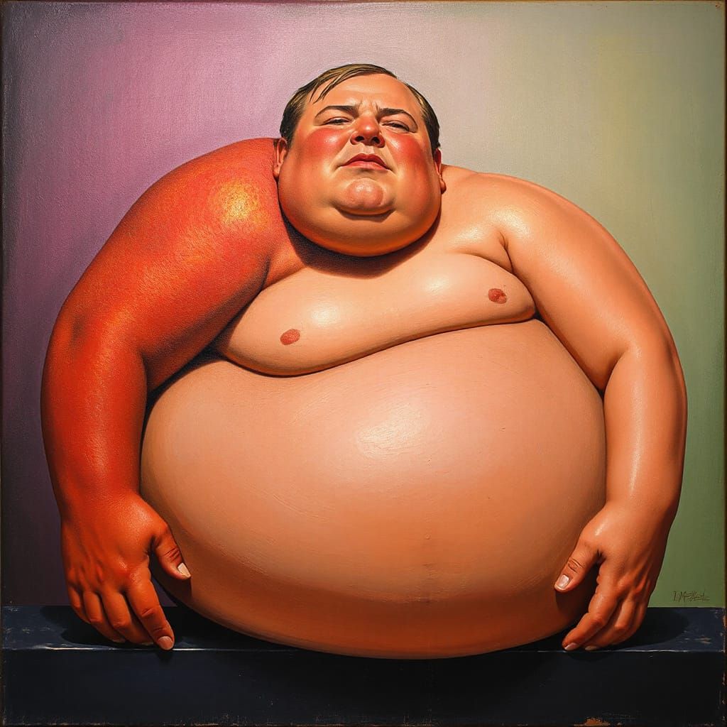 Botero-esque Figure with Giger Color Gradients