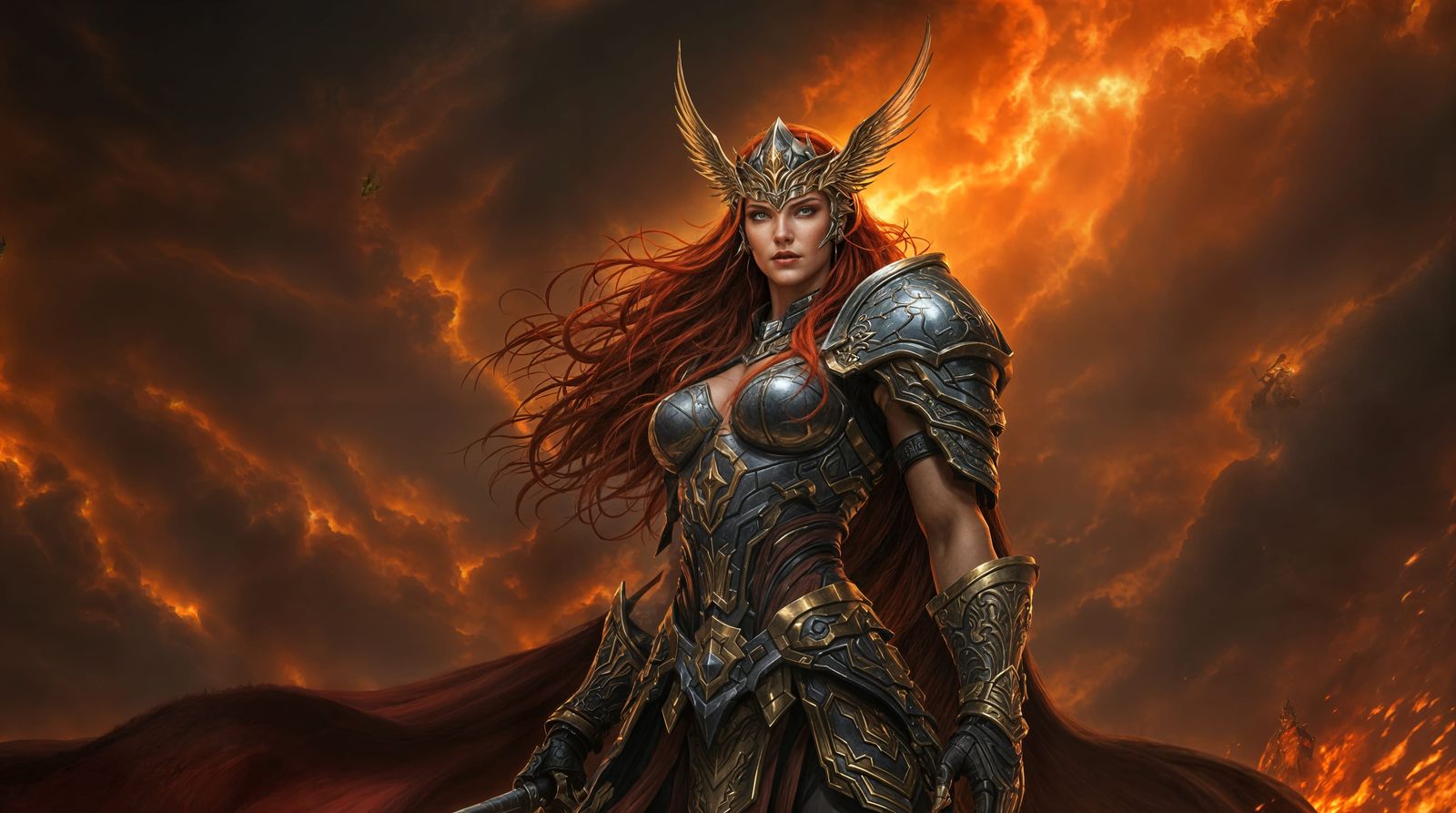 Red-Haired Warrior in Epic Fantasy Art
