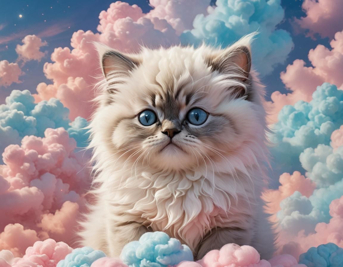 Pastel Dream Whimsy with Soft Kitty