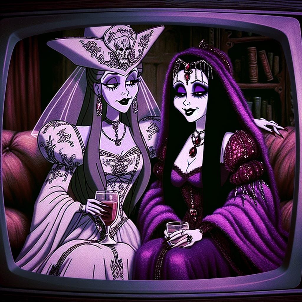 Gothic Witch in Elegant Parlor Setting