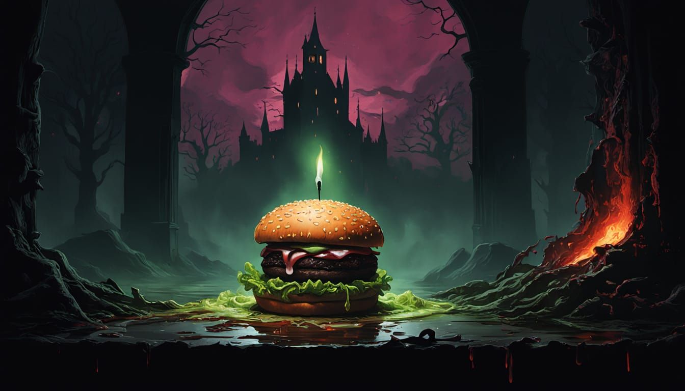 Towering Bloody Delight: A Dark Fantasy Hamburger