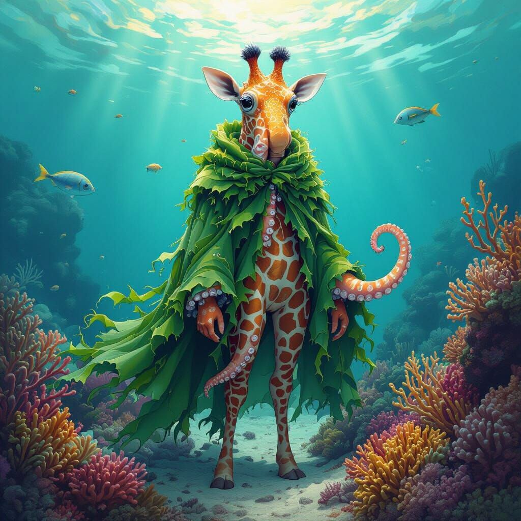 Octopus Giraffe Hybrid in Coral Reef