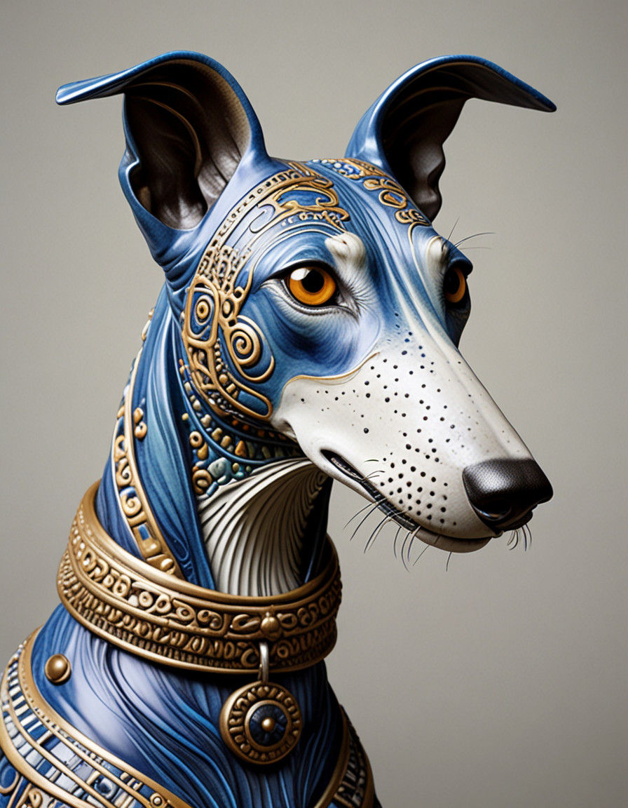 Greyhound in Expressionist Style with Hispano-Moresque Patte...