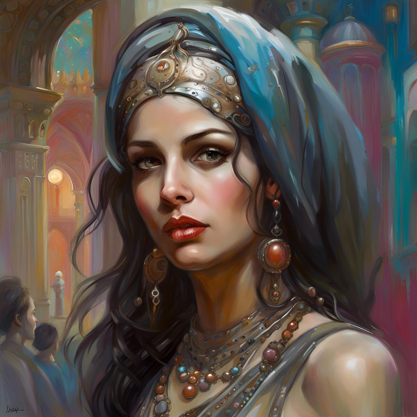 Young Belly Dancer in Arab Palace, Graffiti Art Style