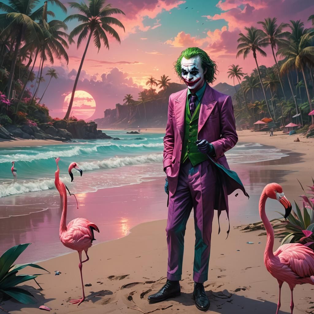 Epic Whimsy: Joker Finds Solace in Tropical Paradise