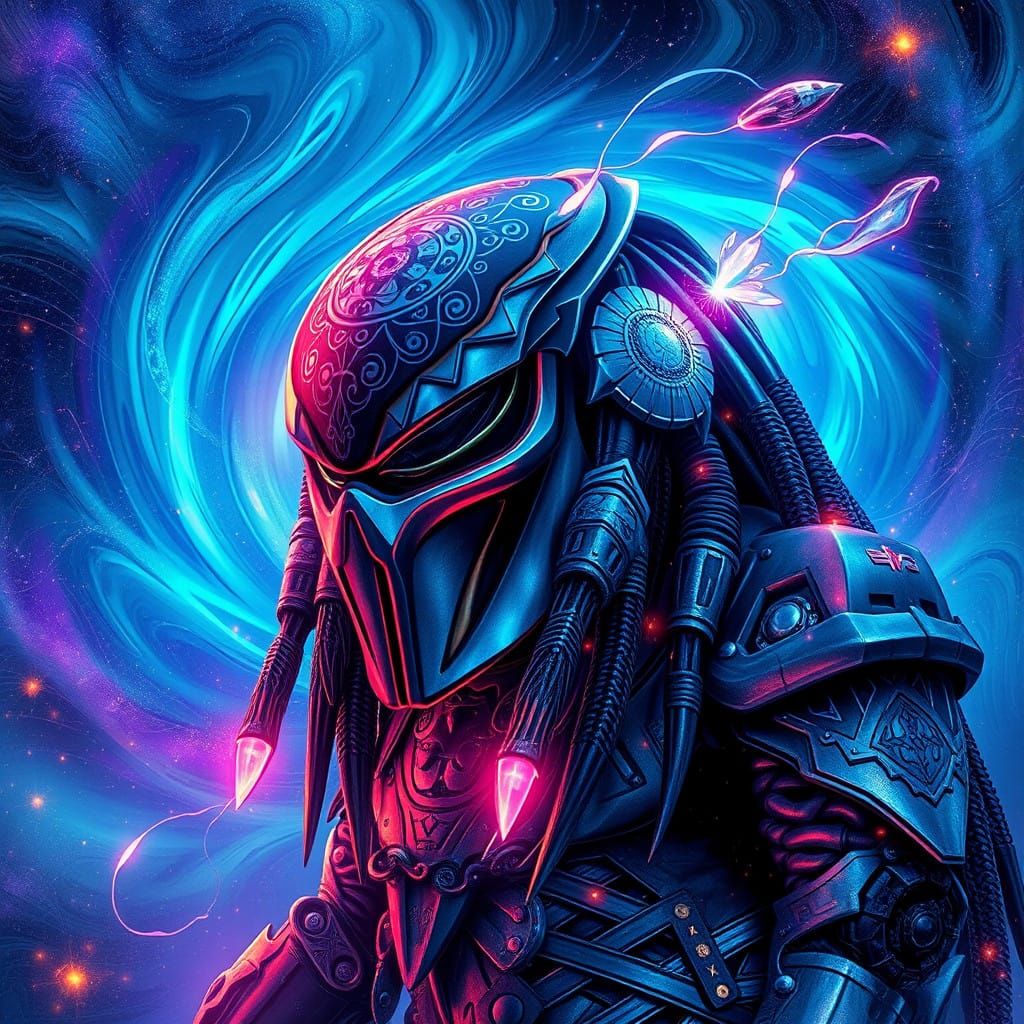 Surreal Holographic Astral Illustration of the Predator