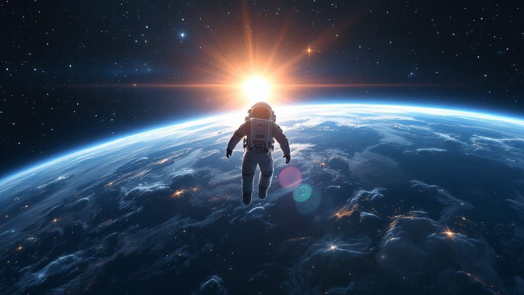 Epic Astronaut in Stunning Space Landscape, 8K, High-Resolut...