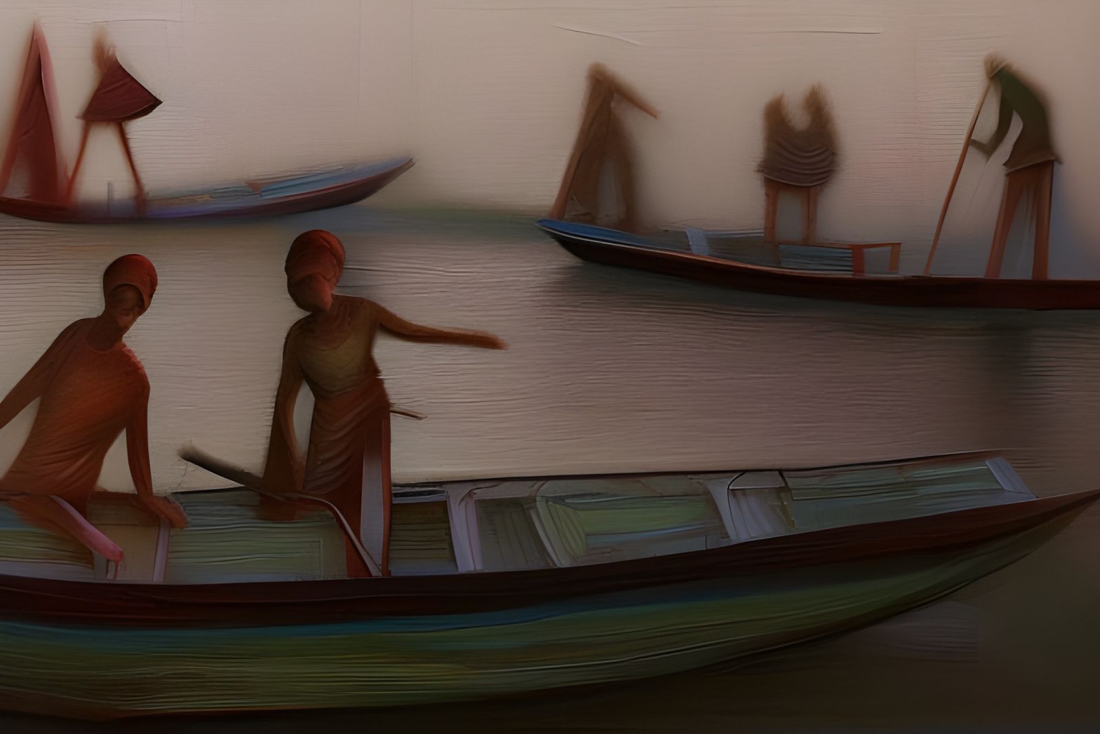 Sailors Amidst Washerwomen in a Dreamy Winter Scene